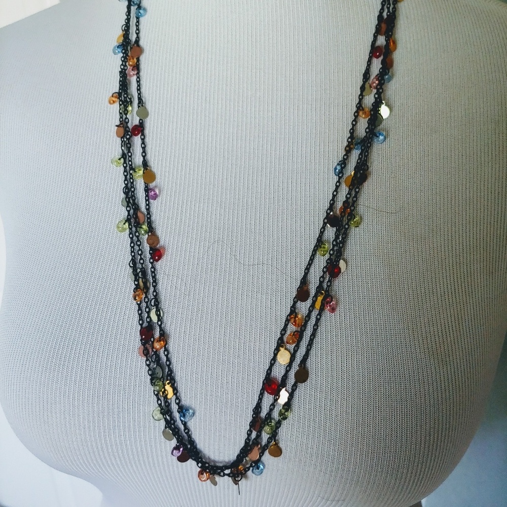 Vintage 3 Strand Multi Colored Necklace